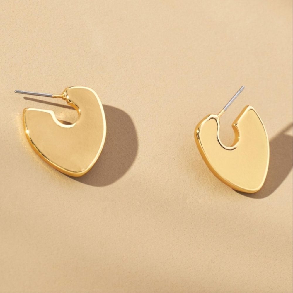 Anthropologie Small Gold Flat Hoop Earrings
